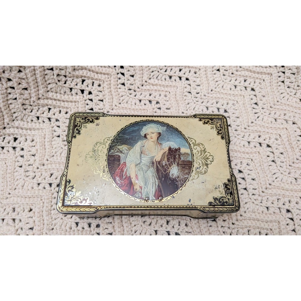 Vintage Thorne's Premier Toffee Tin Leeds England The Milkmaid Greuze Art Box
